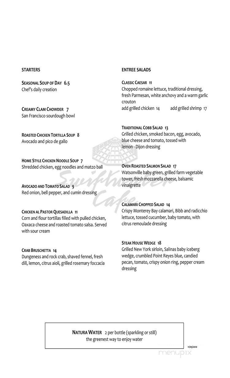 Swiftwater Cafe - Hyatt Regency SFO - Burlingame, CA menu_pic