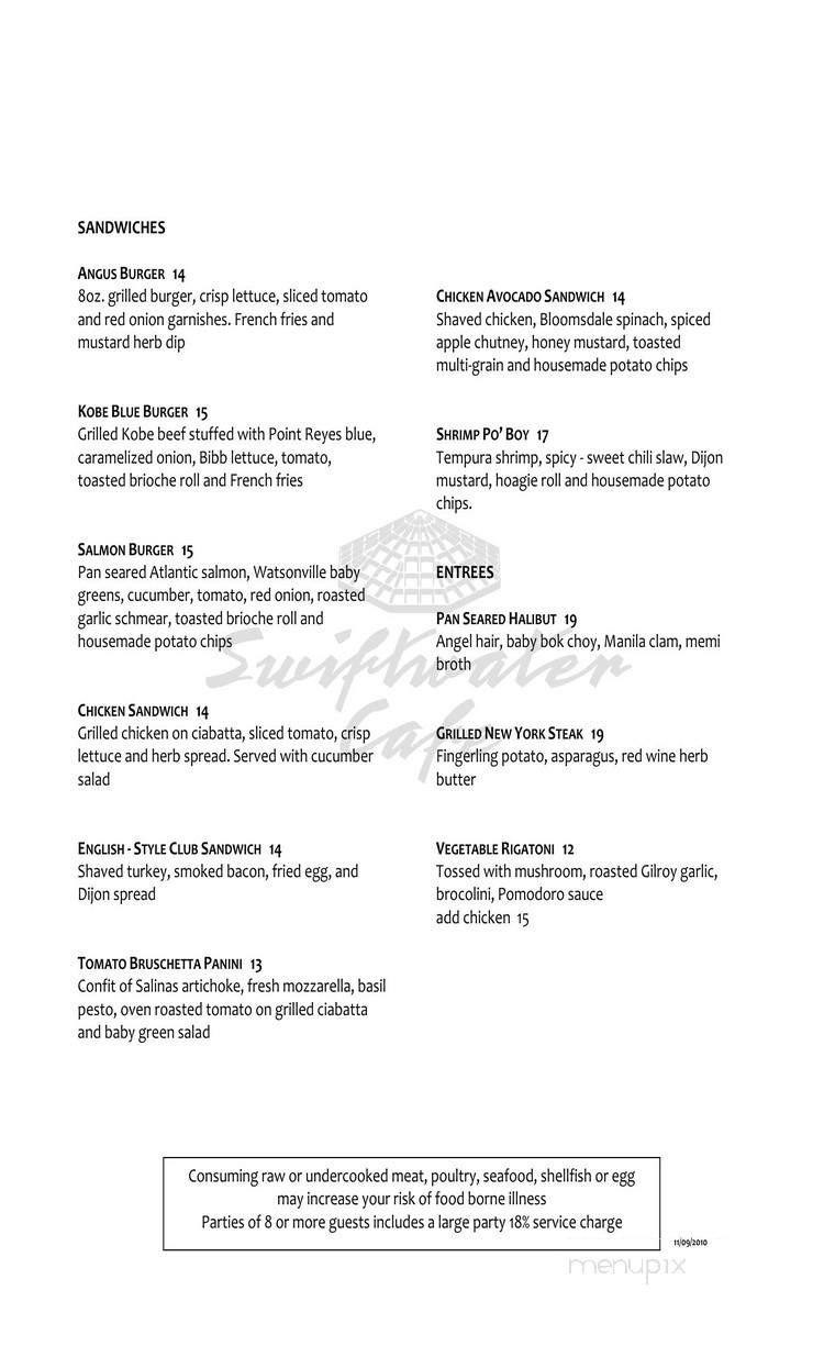 Swiftwater Cafe - Hyatt Regency SFO - Burlingame, CA menu_pic