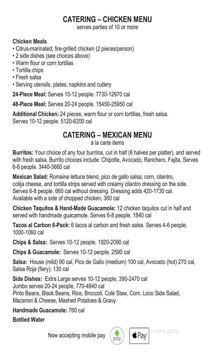 El Pollo Gollo - San Antonio, TX menu_pic