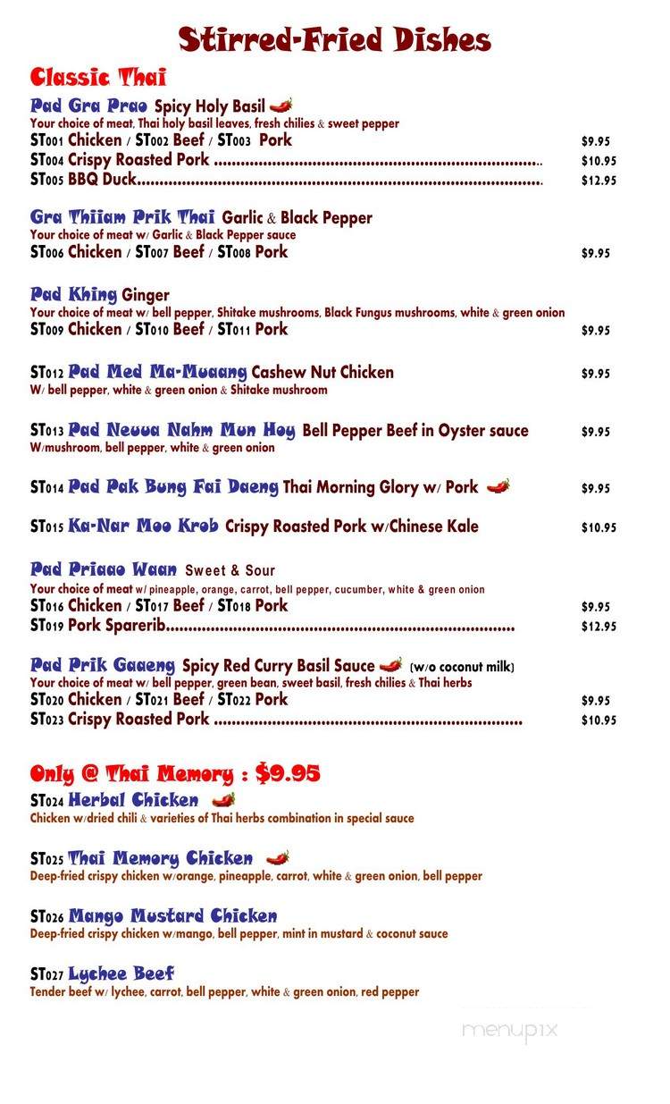Thai Memory - Hamilton, ON menu_pic