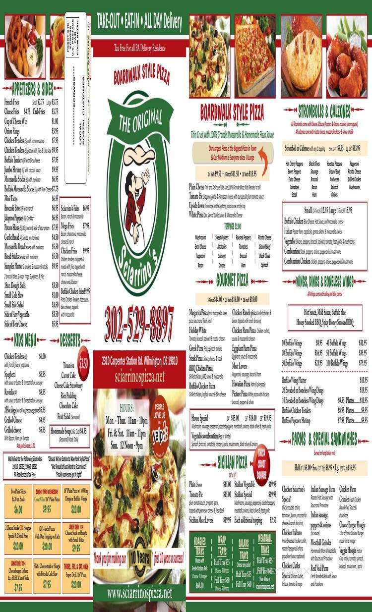 Delaware Sciarrino's - Wilmington, DE menu_pic