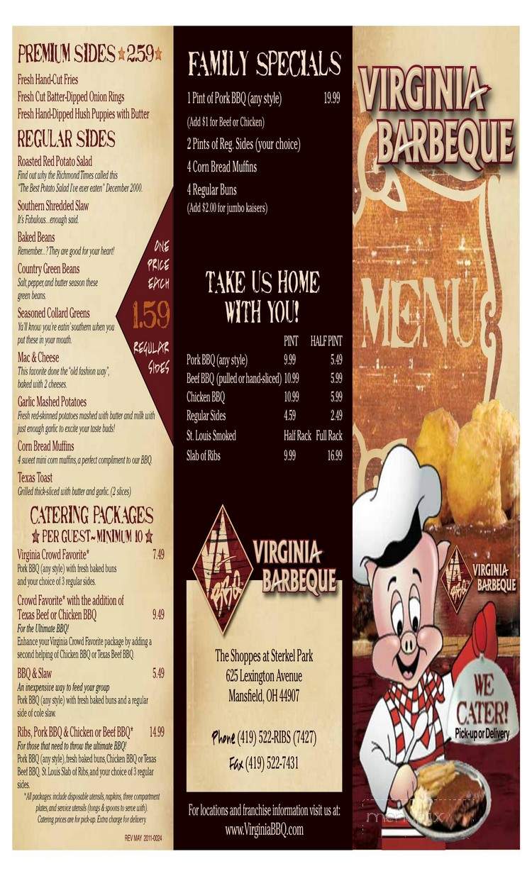 Virginia Barbeque - Mansfield, OH menu_pic