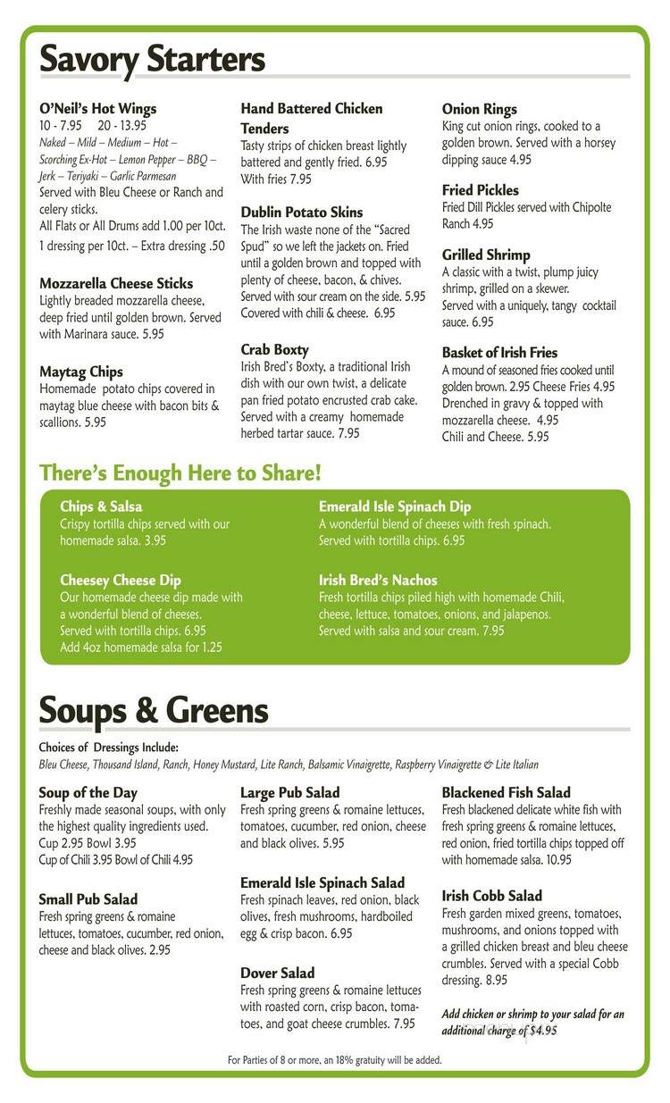 Irish Bred Pub - Gainesville, GA menu_pic