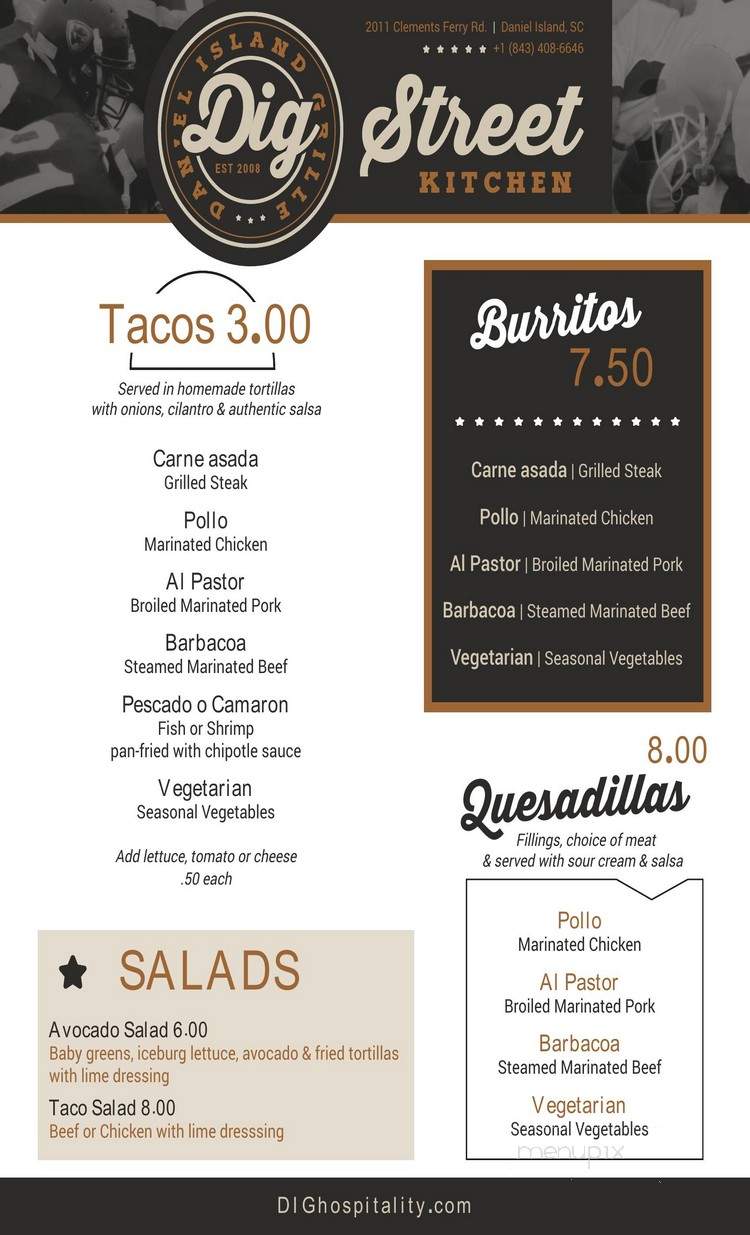 DIG Street Kitchen - Charleston, SC menu_pic