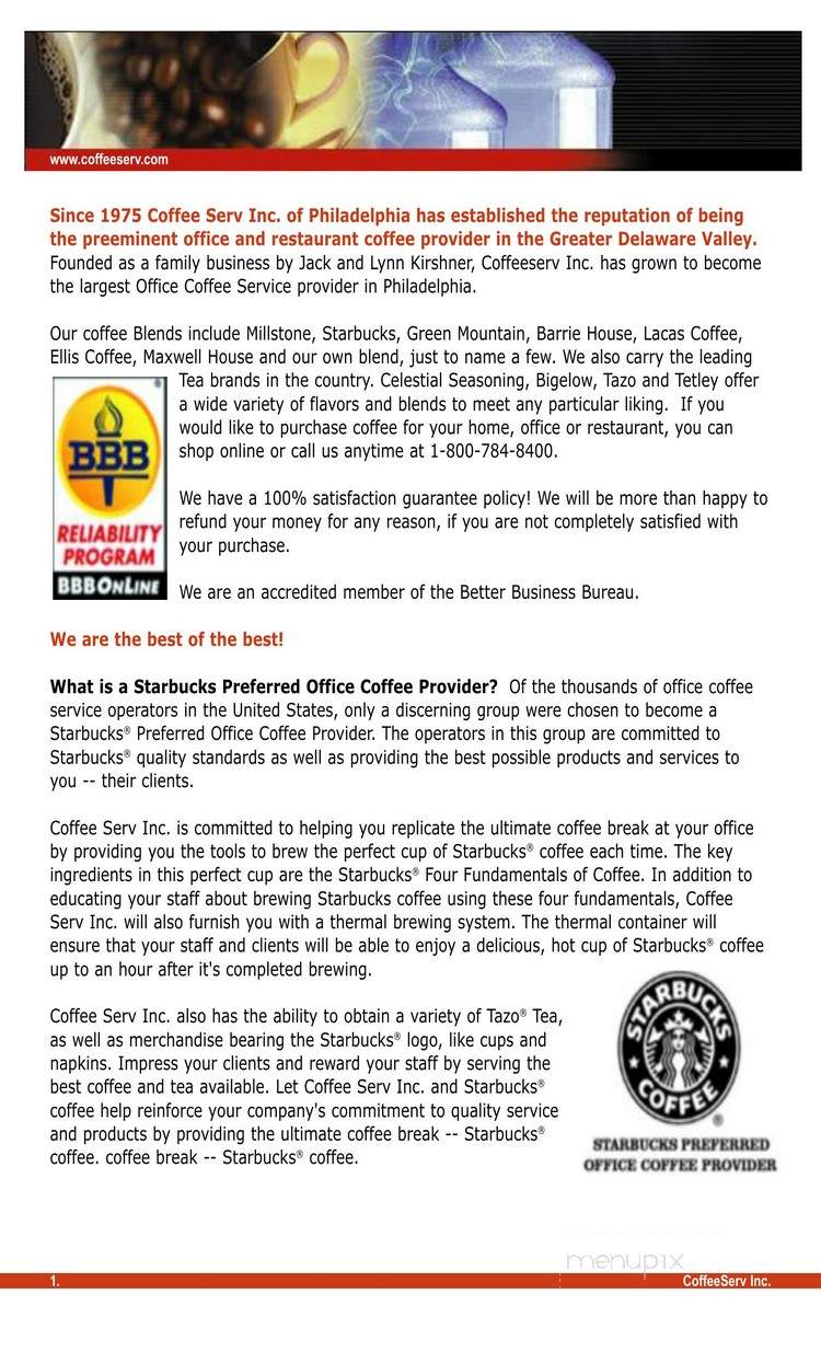 Coffee Serv - Dresher, PA menu_pic