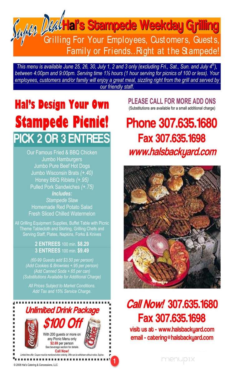 Hal's Backyard Bar B Que Inc - Cheyenne, WY menu_pic