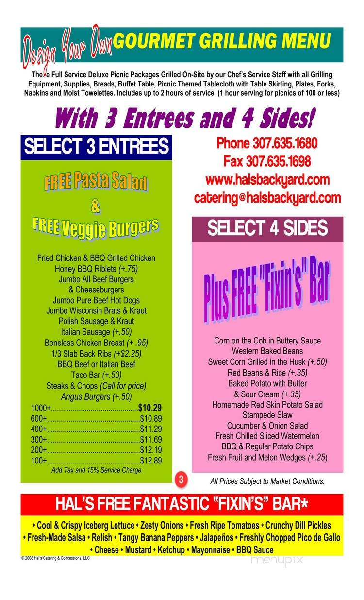 Hal's Backyard Bar B Que Inc - Cheyenne, WY menu_pic