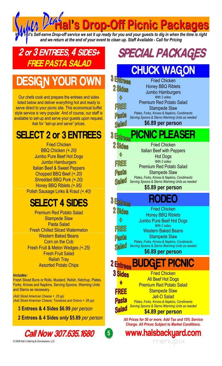Hal's Backyard Bar B Que Inc - Cheyenne, WY menu_pic