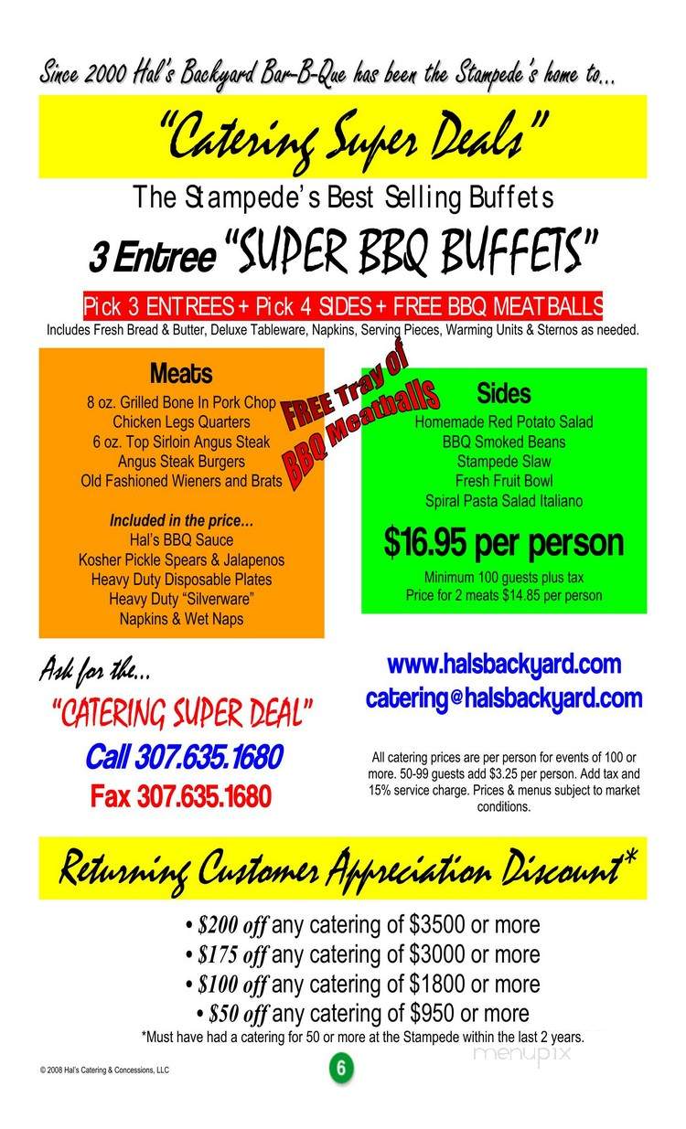 Hal's Backyard Bar B Que Inc - Cheyenne, WY menu_pic