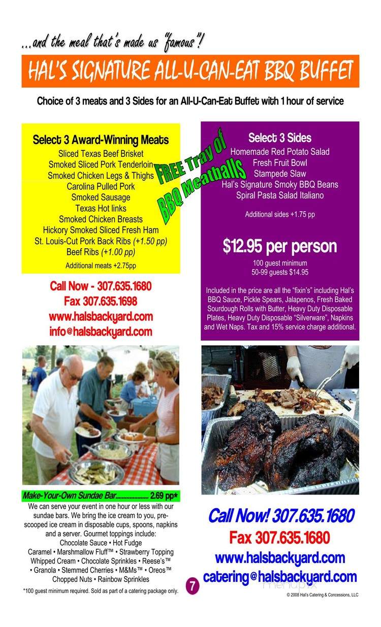 Hal's Backyard Bar B Que Inc - Cheyenne, WY menu_pic