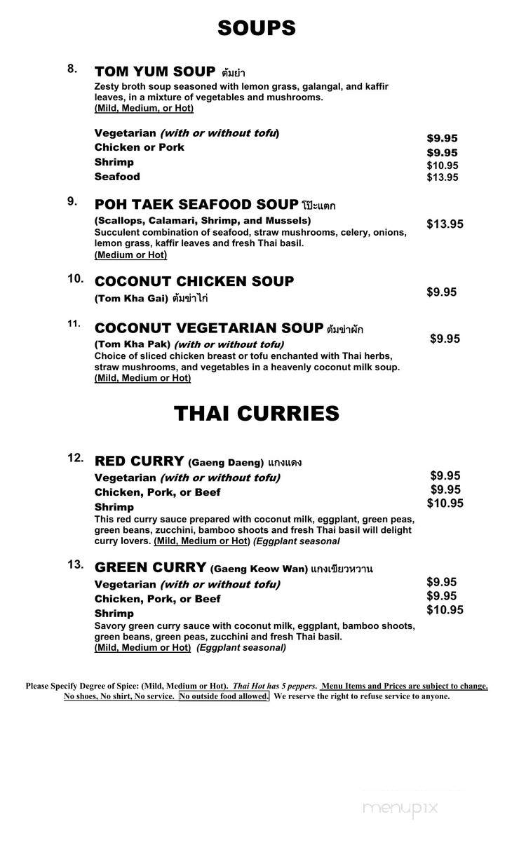 Sukothai Restaurant - Pahoa, HI menu_pic