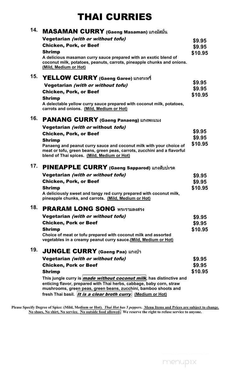 Sukothai Restaurant - Pahoa, HI menu_pic