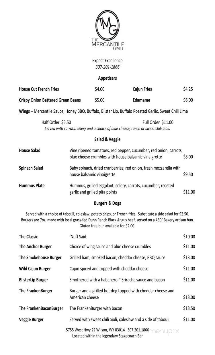 The Mercantile Grill - Wilson, WY menu_pic