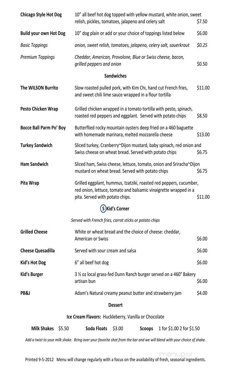 The Mercantile Grill - Wilson, WY menu_pic