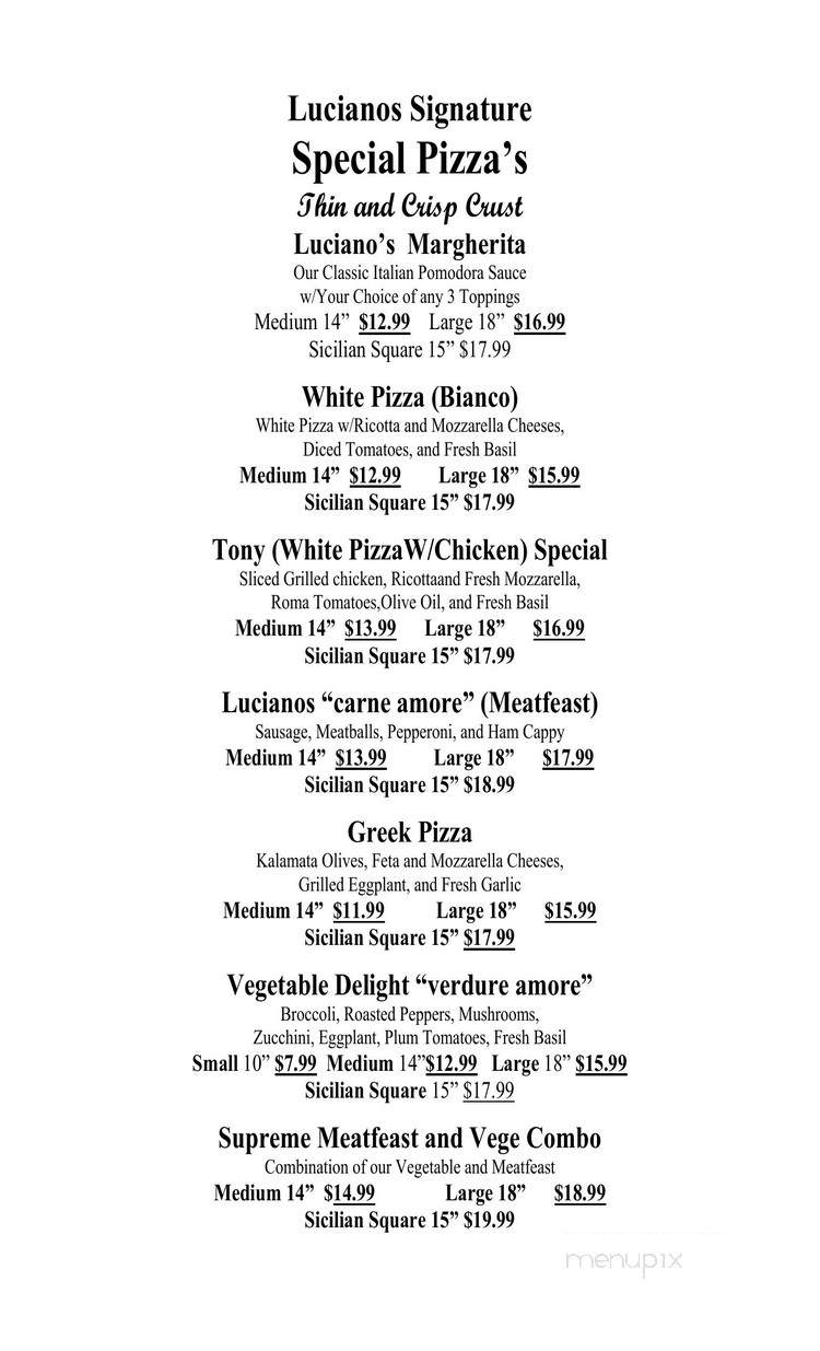 Luciano's Pizza & Subs - Wilmington, NC menu_pic