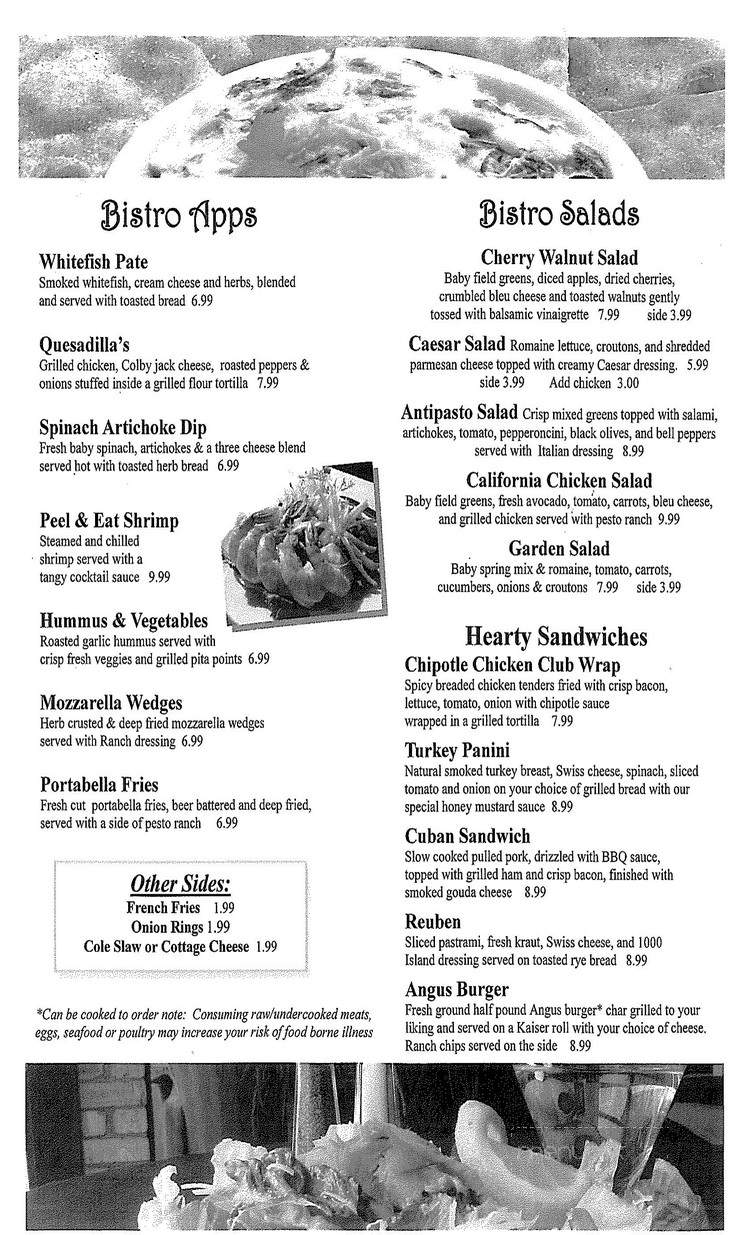 C W's Blue Water Bistro - Traverse City, MI menu_pic