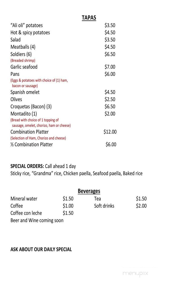 A Taste of Spain - Tallahassee, FL menu_pic