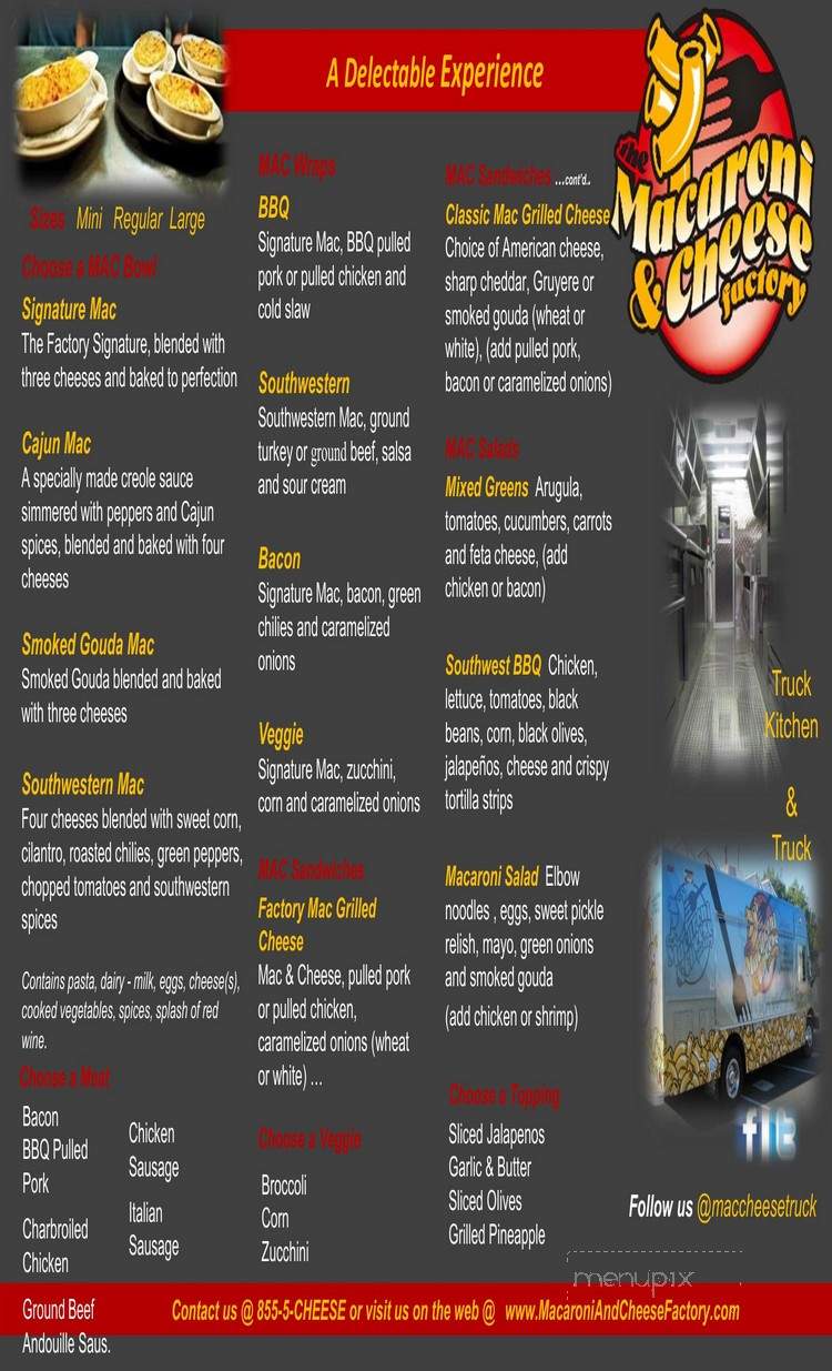 Macaroni & Cheese Factory Food Truck - Pasadena, CA menu_pic