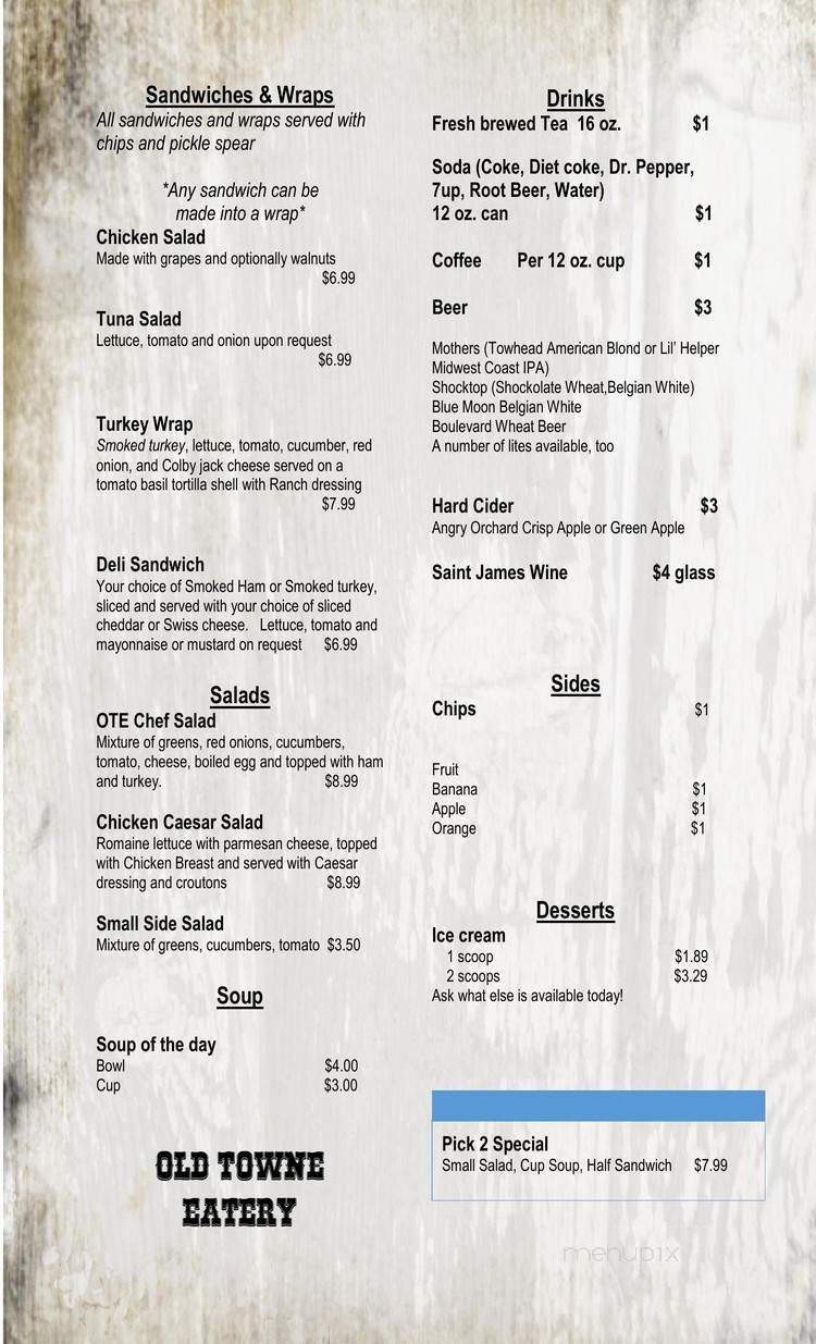 Old Towne Eatery - Doolittle, MO menu_pic