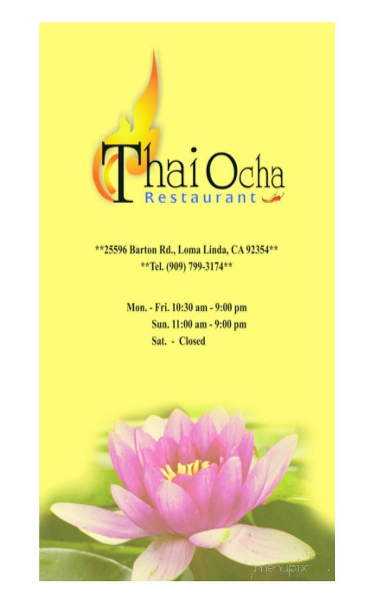 Thai Ocha - Loma Linda, CA menu_pic