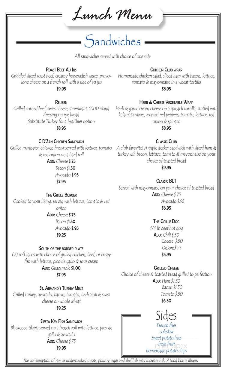 The Grille Room - Bradenton, FL menu_pic