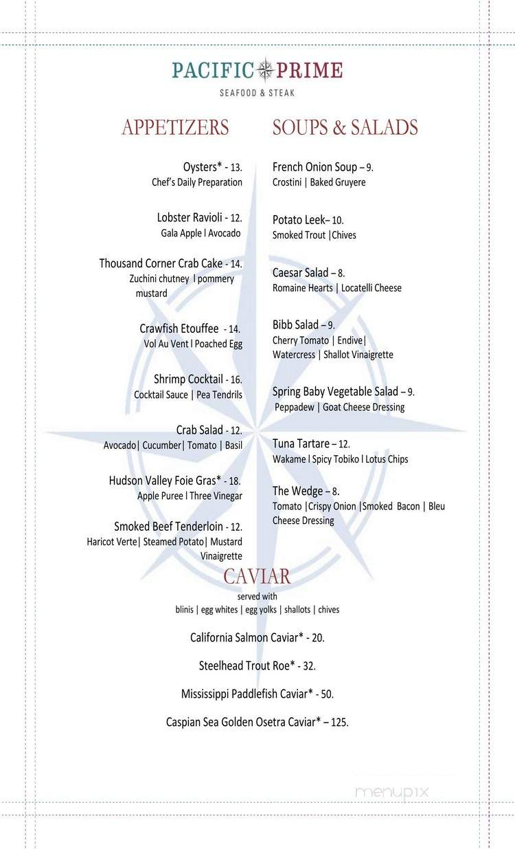 Pacific Prime at Valley Forge Casino - King Of Prussia, PA menu_pic