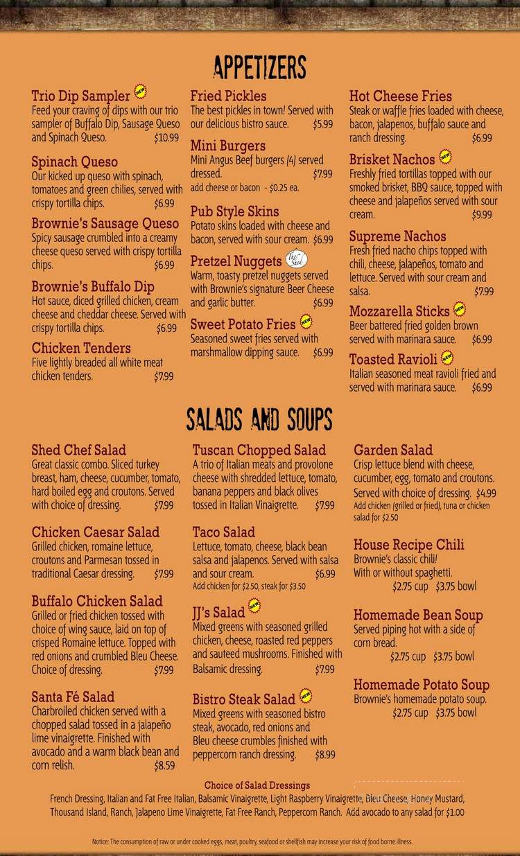 Brownie's the Shed Grille & Bar - Louisville, KY menu_pic