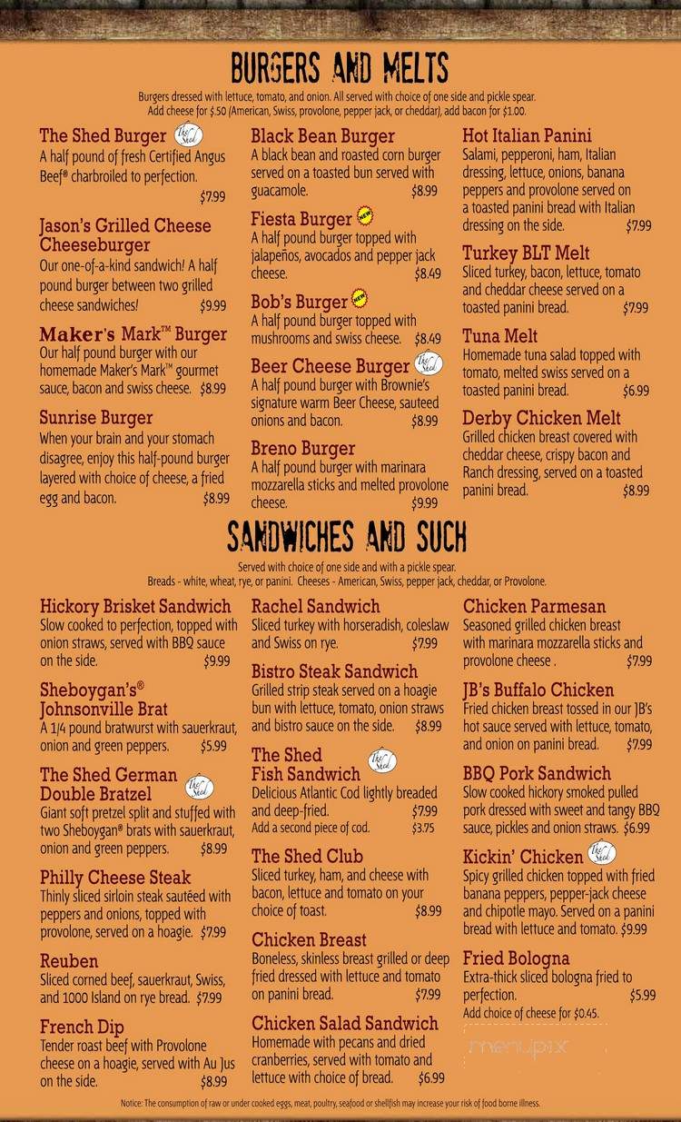 Brownie's the Shed Grille & Bar - Louisville, KY menu_pic
