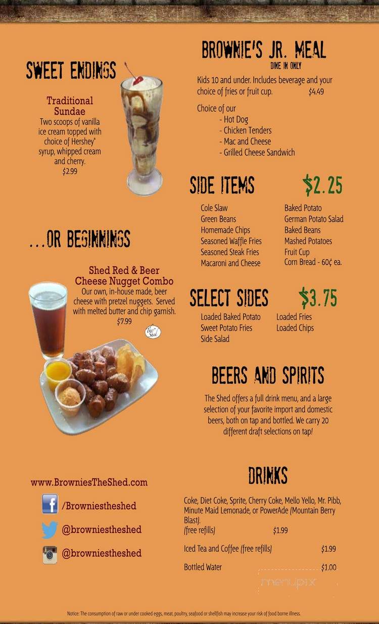 Brownie's the Shed Grille & Bar - Louisville, KY menu_pic