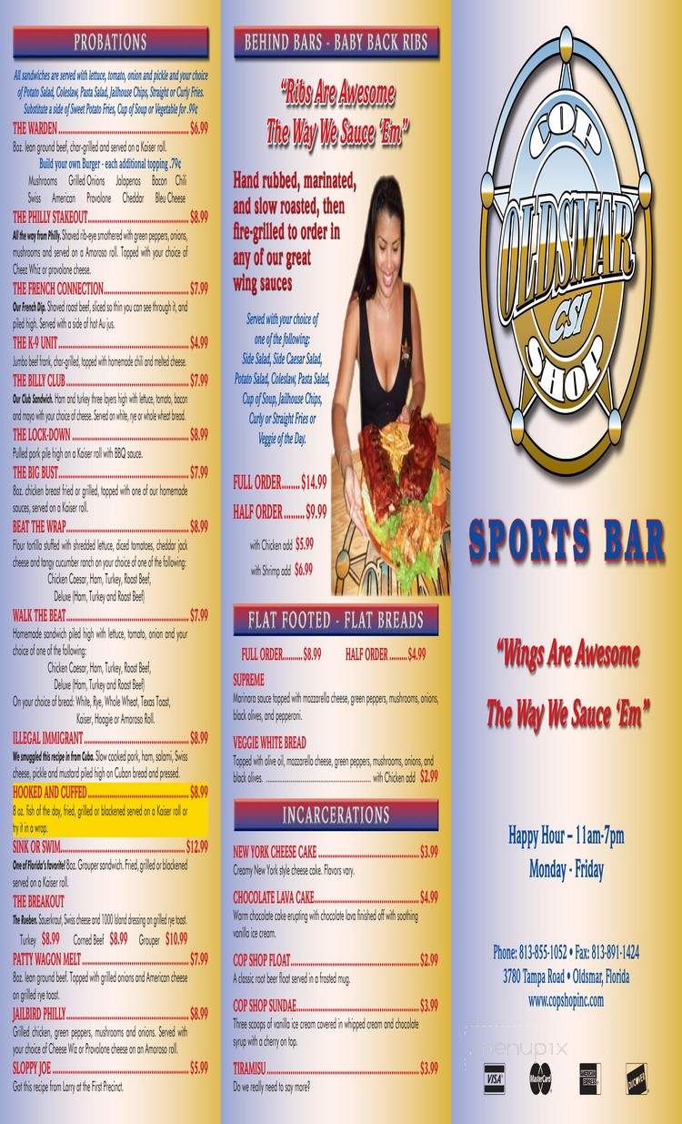 Oldsmar Cop Shop - Oldsmar, FL menu_pic