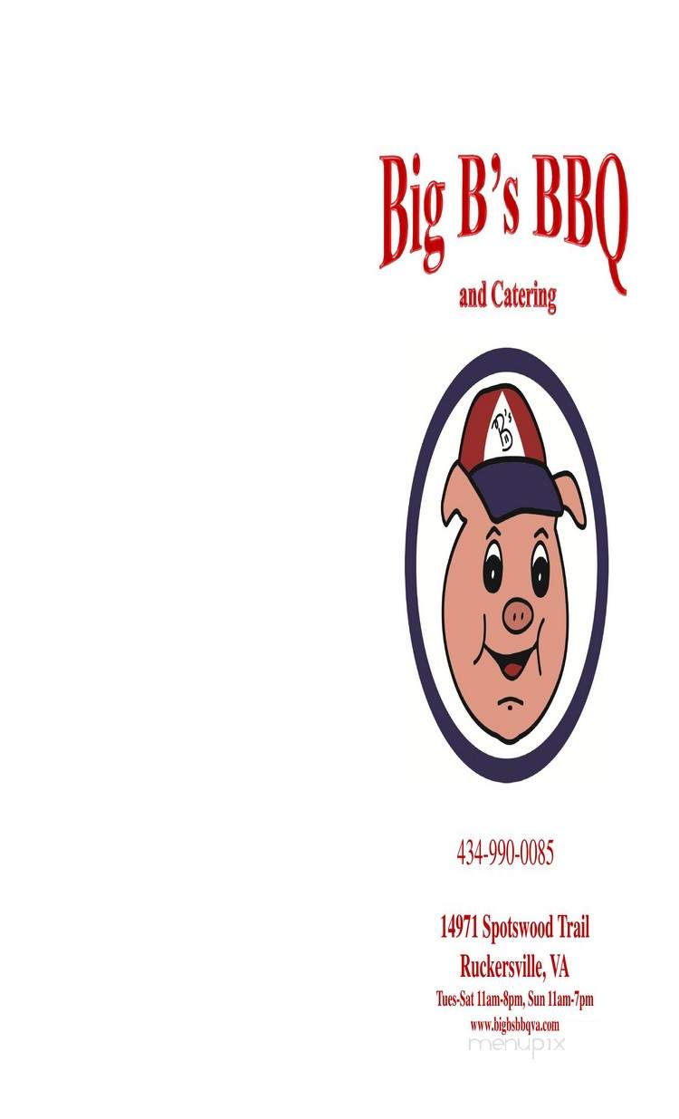 Big B's BBQ and Catering - Ruckersville, VA menu_pic