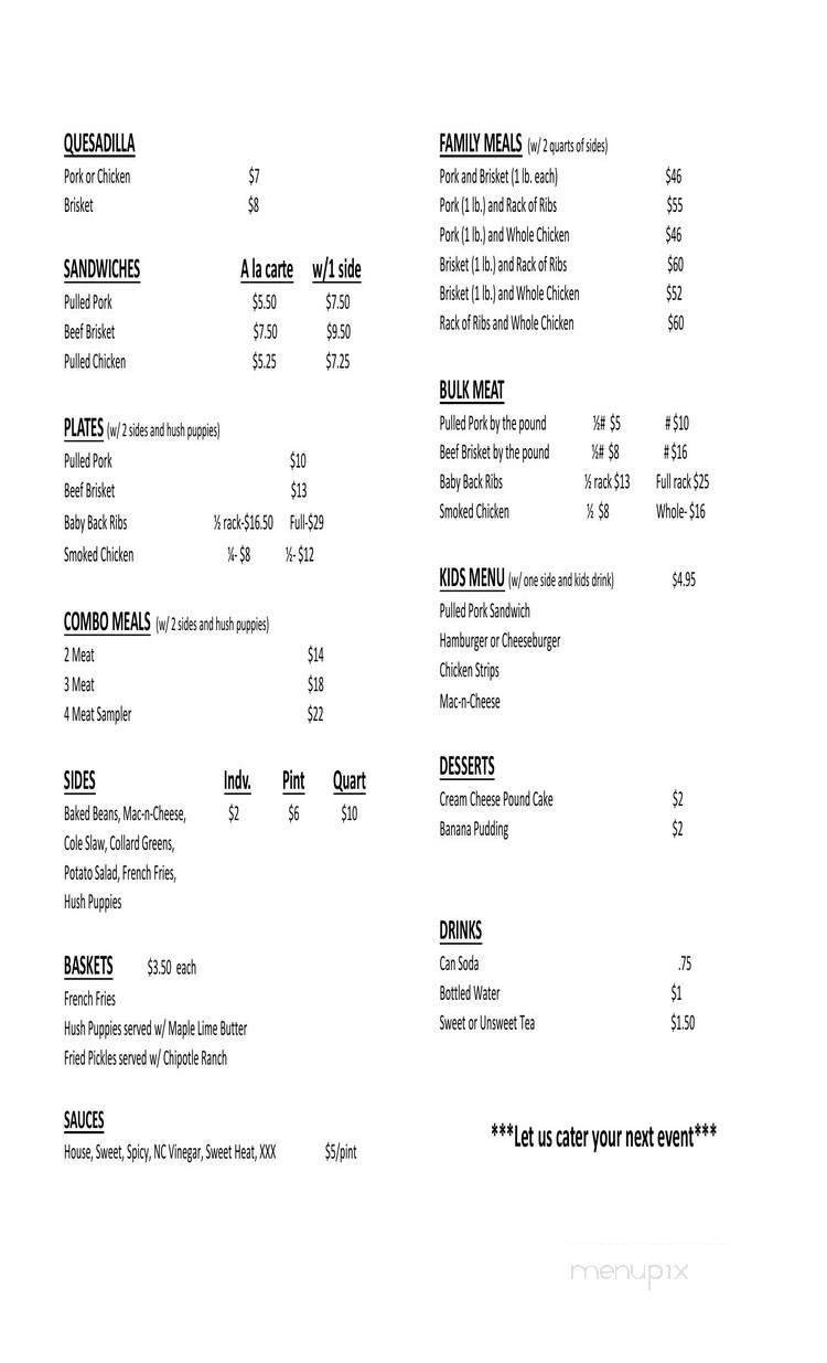 Big B's BBQ and Catering - Ruckersville, VA menu_pic