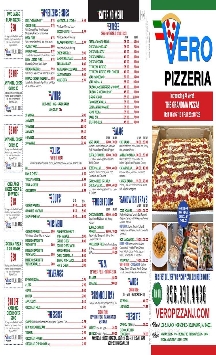 Vero Pizzeria - Bellmawr, NJ menu_pic