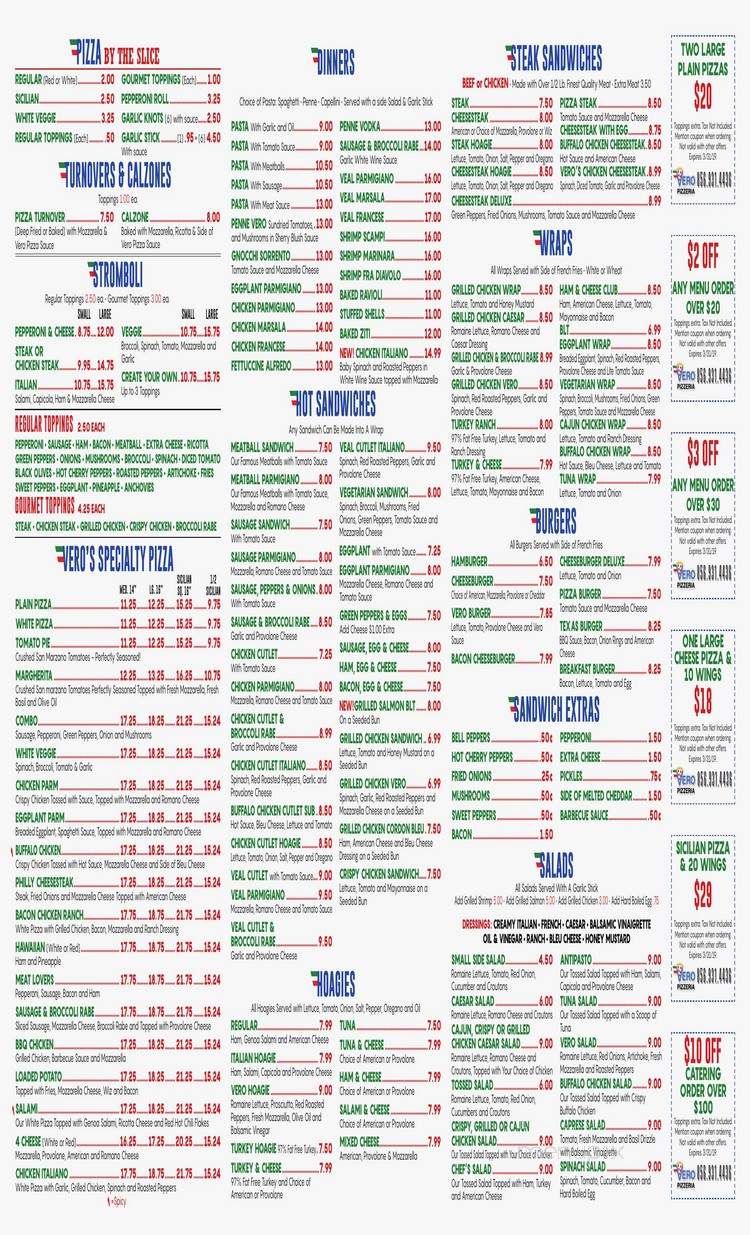 Vero Pizzeria - Bellmawr, NJ menu_pic