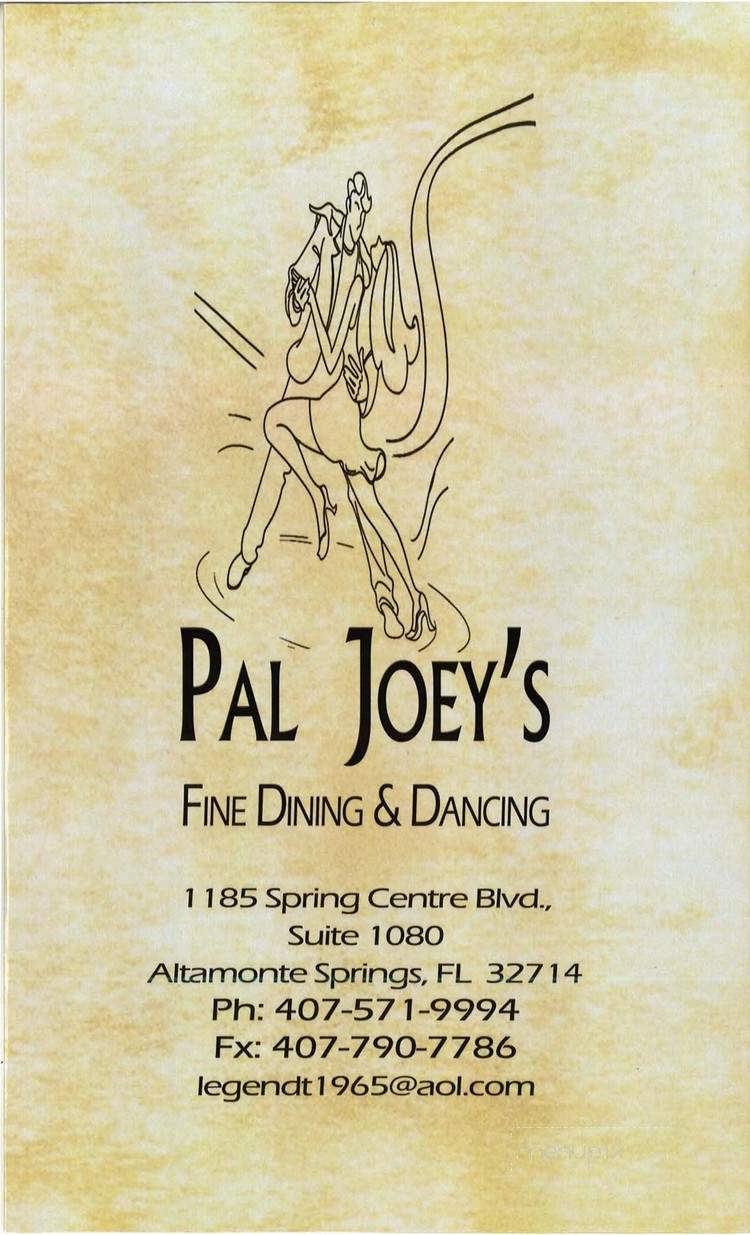 Pal Joey's Fine Dining and Dancing - Altamonte Springs, FL menu_pic