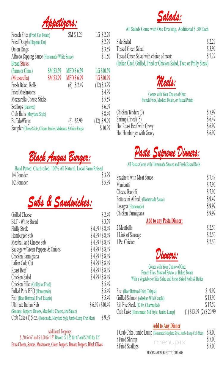 Pizza Barn - Sinks Grove, WV menu_pic