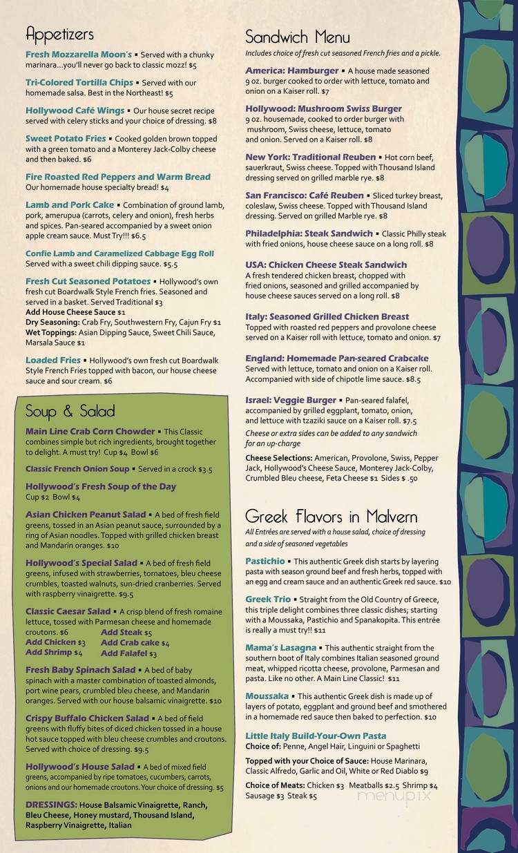 Hollywood Cafe & Banquet Room - Malvern, PA menu_pic