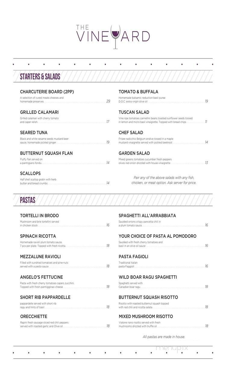 The Vineyard - Vaughan, ON menu_pic