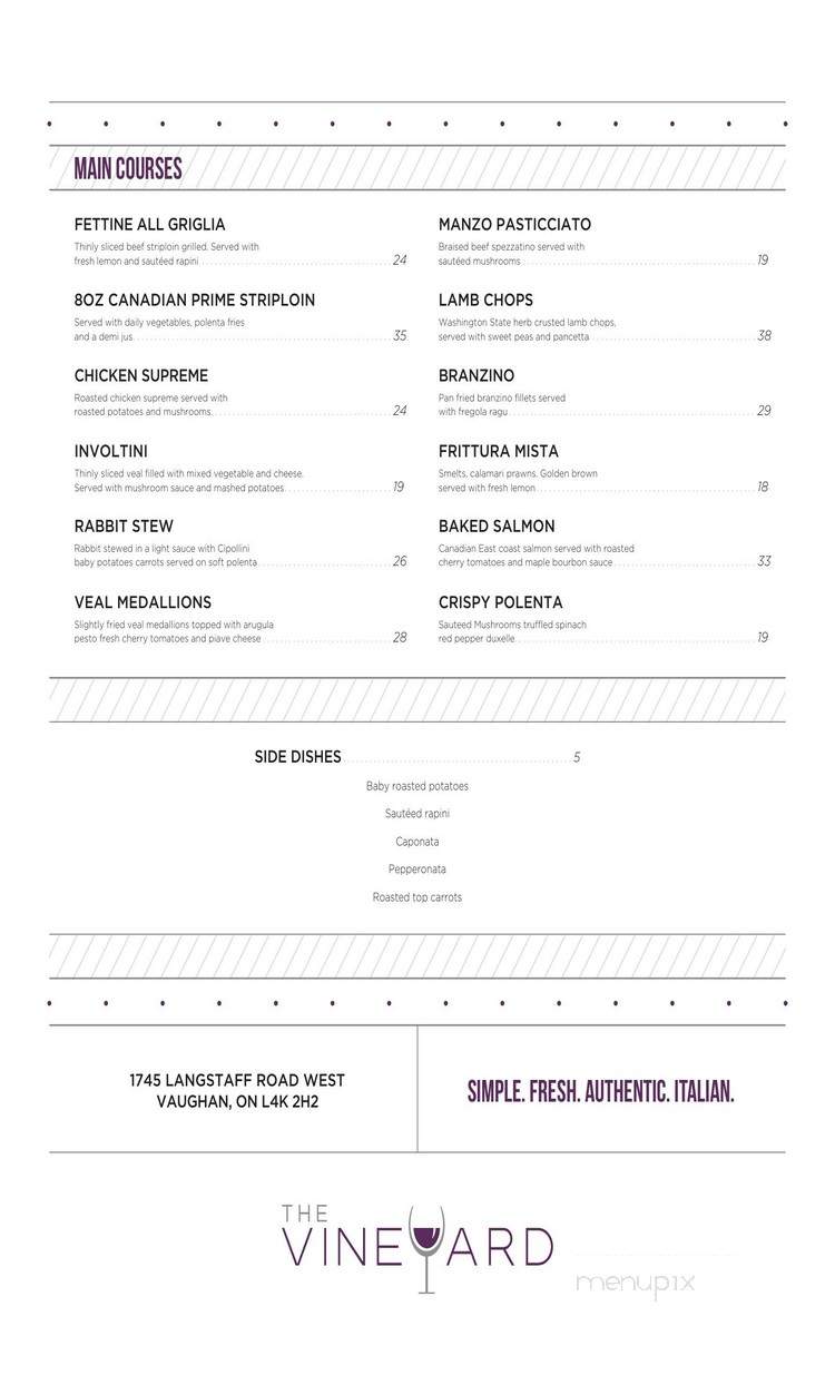 The Vineyard - Vaughan, ON menu_pic