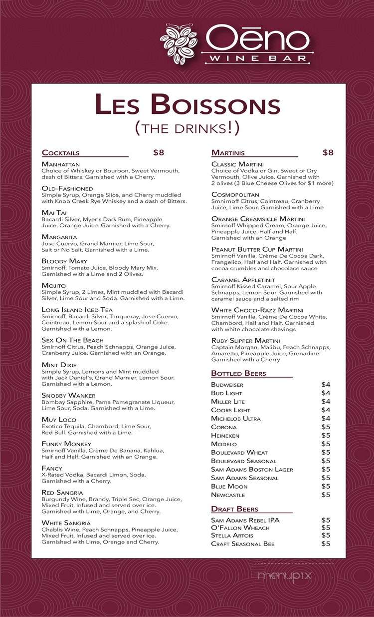 Oeno Wine Bar - Wichita, KS menu_pic
