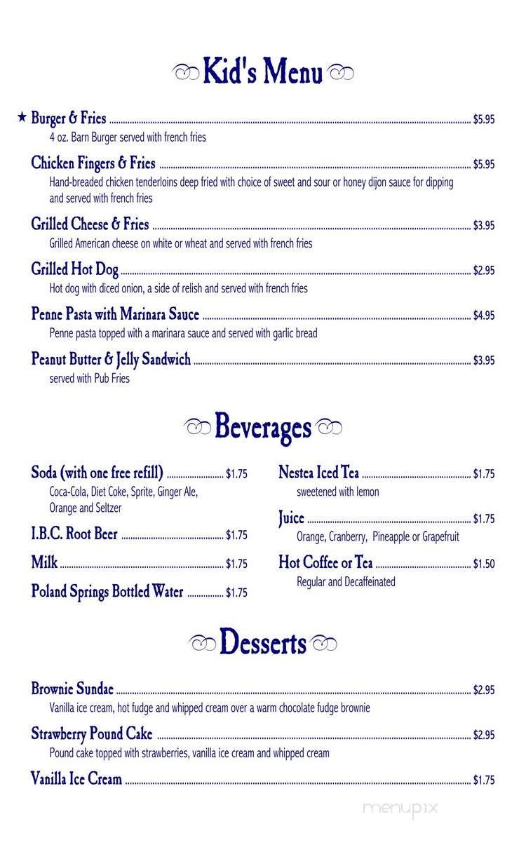 Barn Pub & Family Restaurant - Saint Louisville, OH menu_pic