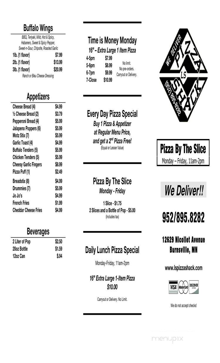 LS Pizza Shack - Burnsville, MN menu_pic