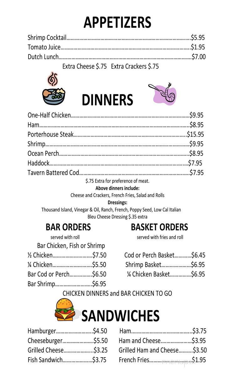 Riverview Tavern - White Pigeon, MI menu_pic