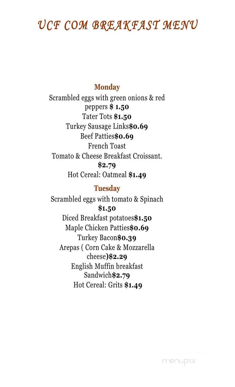 College of Medicine Cafe - Orlando, FL menu_pic
