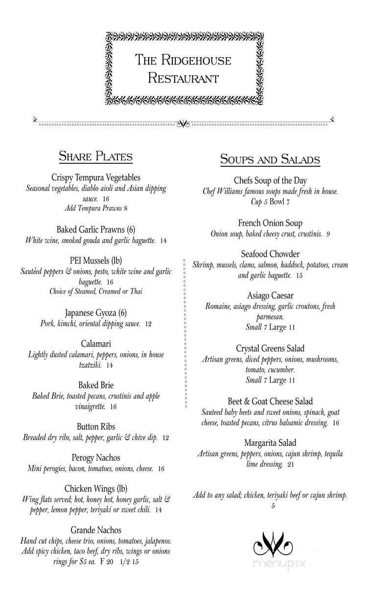 William's Ridgehouse Restaurant - Okotoks, AB menu_pic