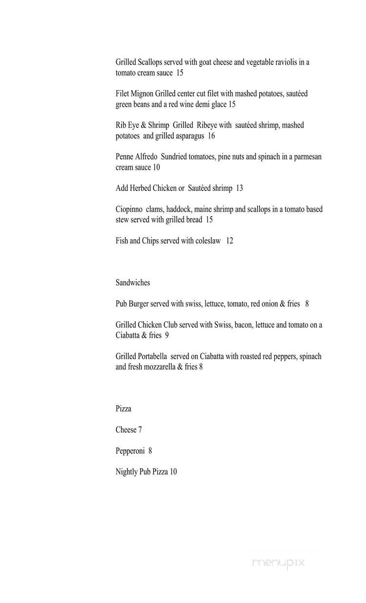 J P Thornton's Bar and Grille - South Portland, ME menu_pic