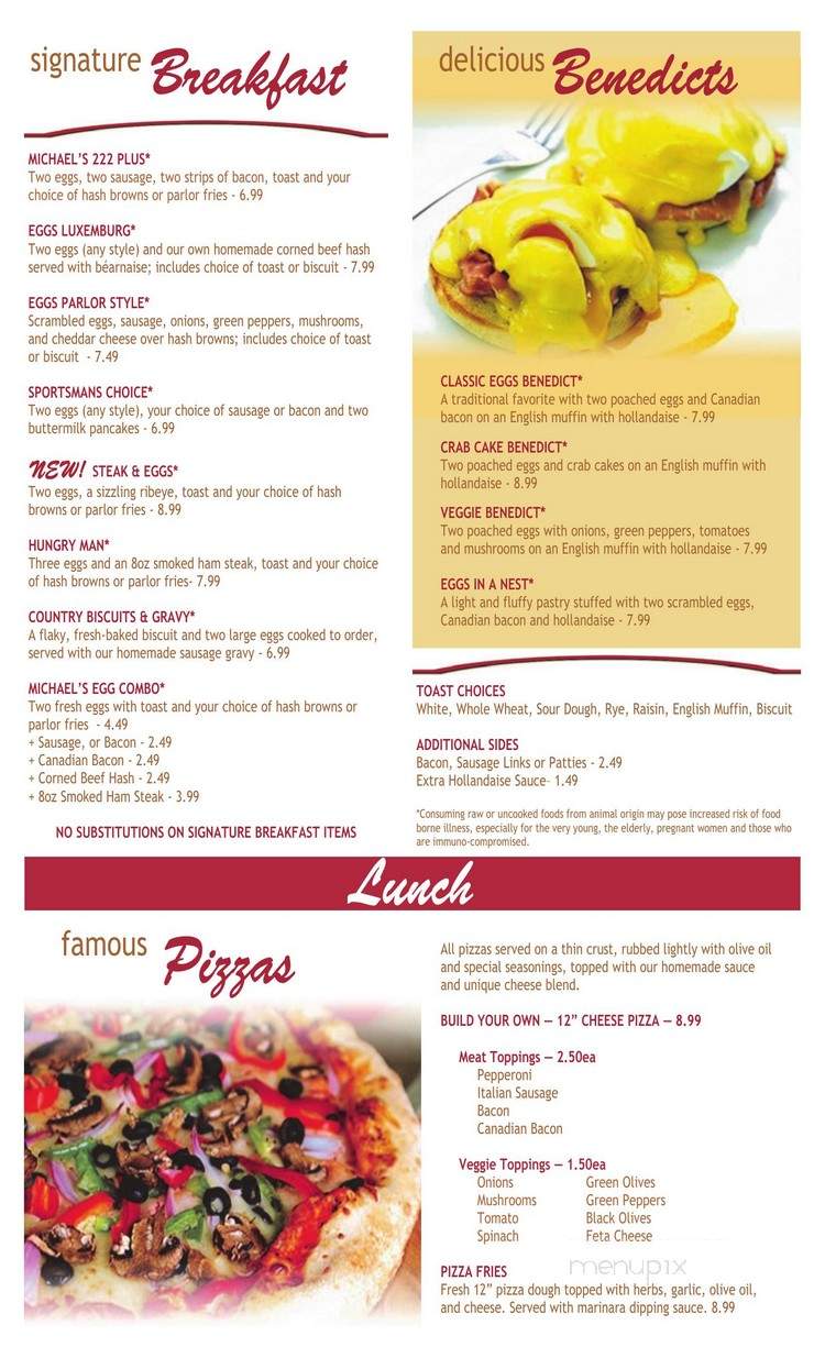 Michael's Parlor - Manitowish Waters, WI menu_pic