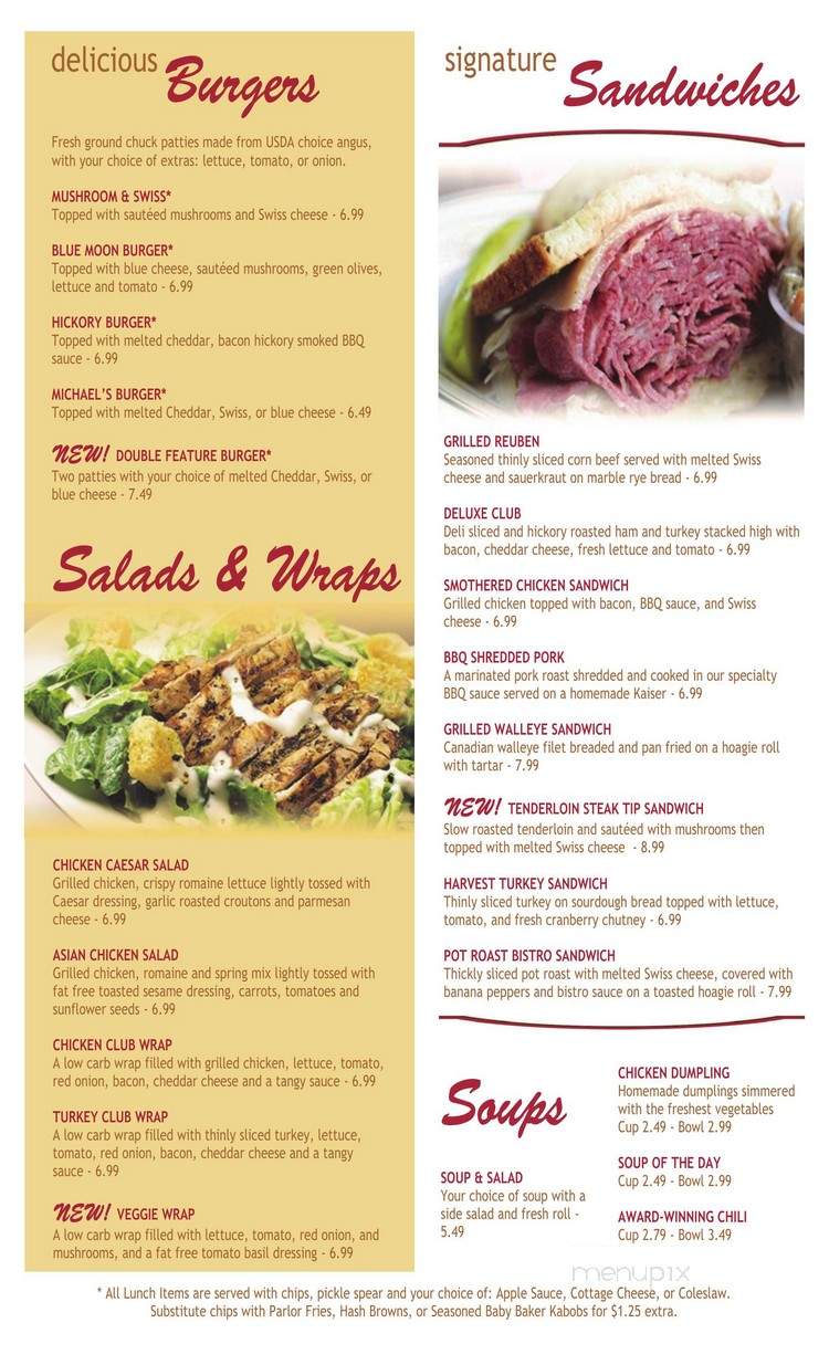 Michael's Parlor - Manitowish Waters, WI menu_pic