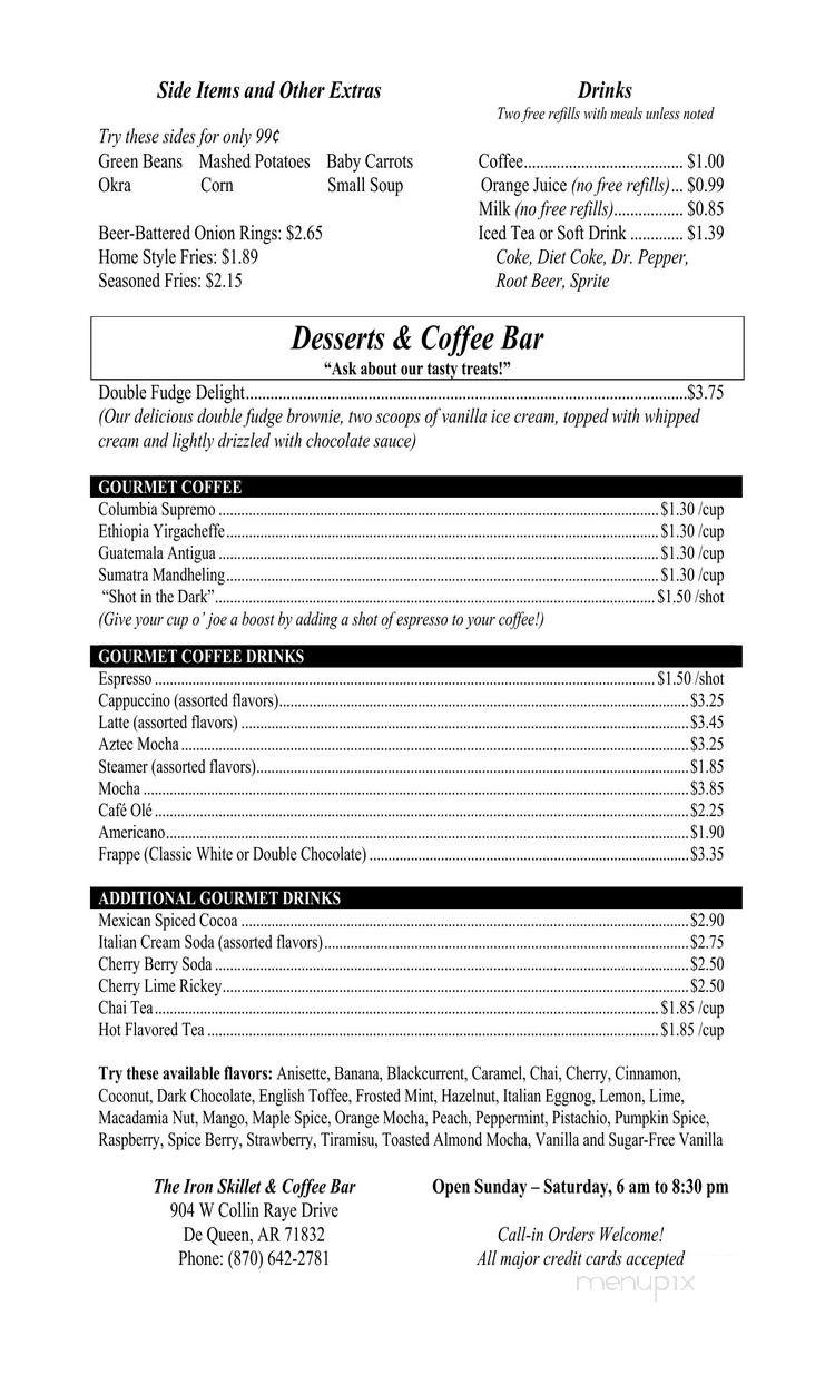 The Iron Skillet & Coffee bar - De Queen, AR menu_pic