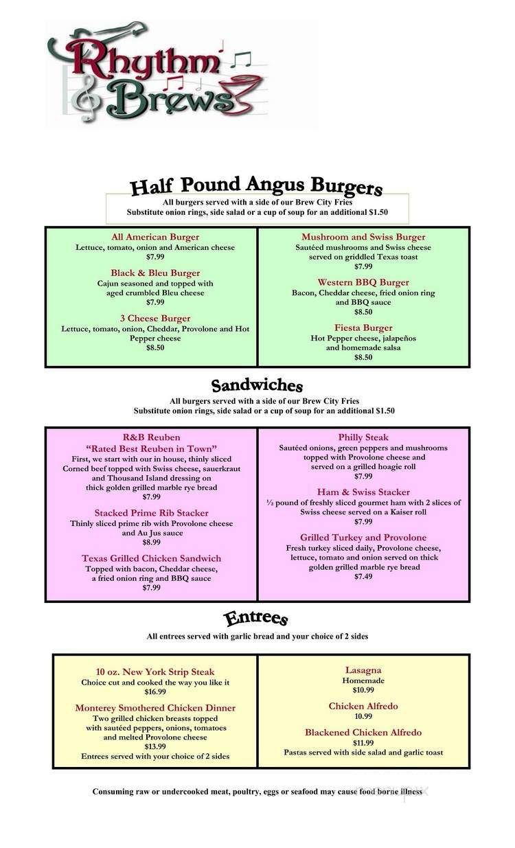 Rhythm & Brews - Morgantown, WV menu_pic